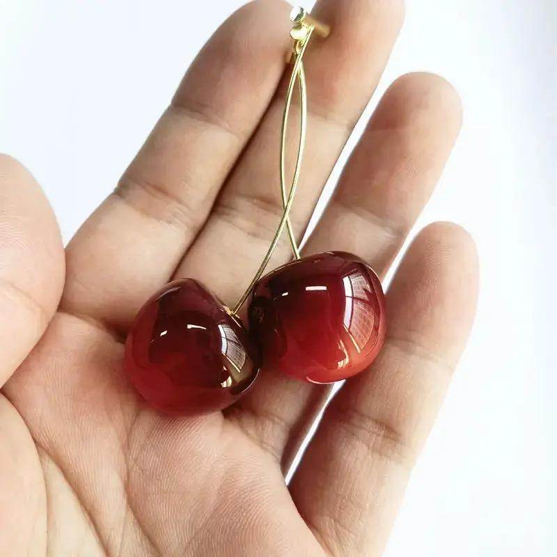 Small Fresh Sweet Lovely Cherry Cherries Cherries Earrings Pendant Fruit Earrings Red Cherry Earrings Charm Jewelry - Creatique