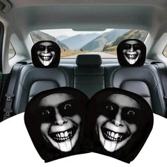 2Pcs Face Printed Car Pillowcase Soft Comfortable Decorative Cushion Cover Auto Seat Headrest Washable Polyester Fabric - Creatique