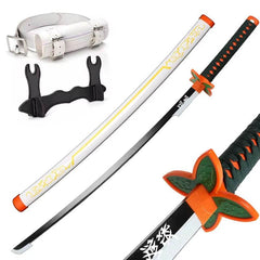 104cm Cosplay Demon Slayer Wooden Sword – Authentic Anime Katana Replica with Stand and Belt - Creatique
