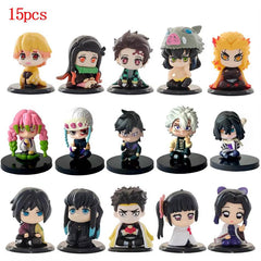 Demon Slayer Q Posket Mini Figurine Sets - Kimetsu No Yaiba PVC Dolls for Desktop Decor - Available in 5, 10, 12, and 15 Pieces! - Creatique