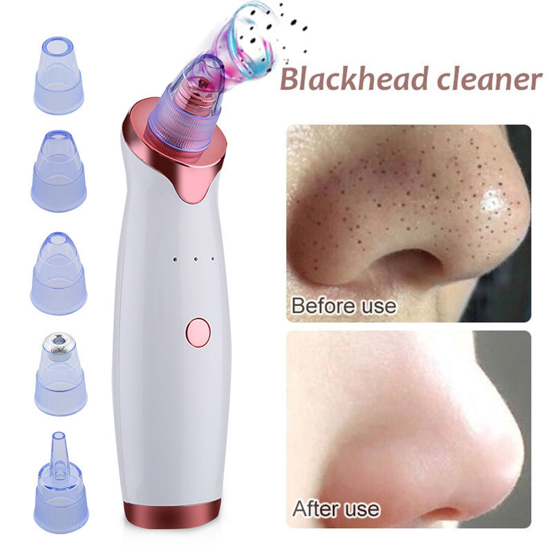 Electric pore cleaner showing before and after results of blackhead removal treatment