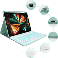 Ipad Keyboard Case for Ipad Air 5Th/4Th Gen 2022/2020 10.9 Inch - Pro 11 4Th 3Rd 2Nd 1St Gen 2022/2021/2020/2018, Detachable BT Backlit Magnetic Keyboard, Built-In Pencil Holder, Smart Cover (Green) - Creatique