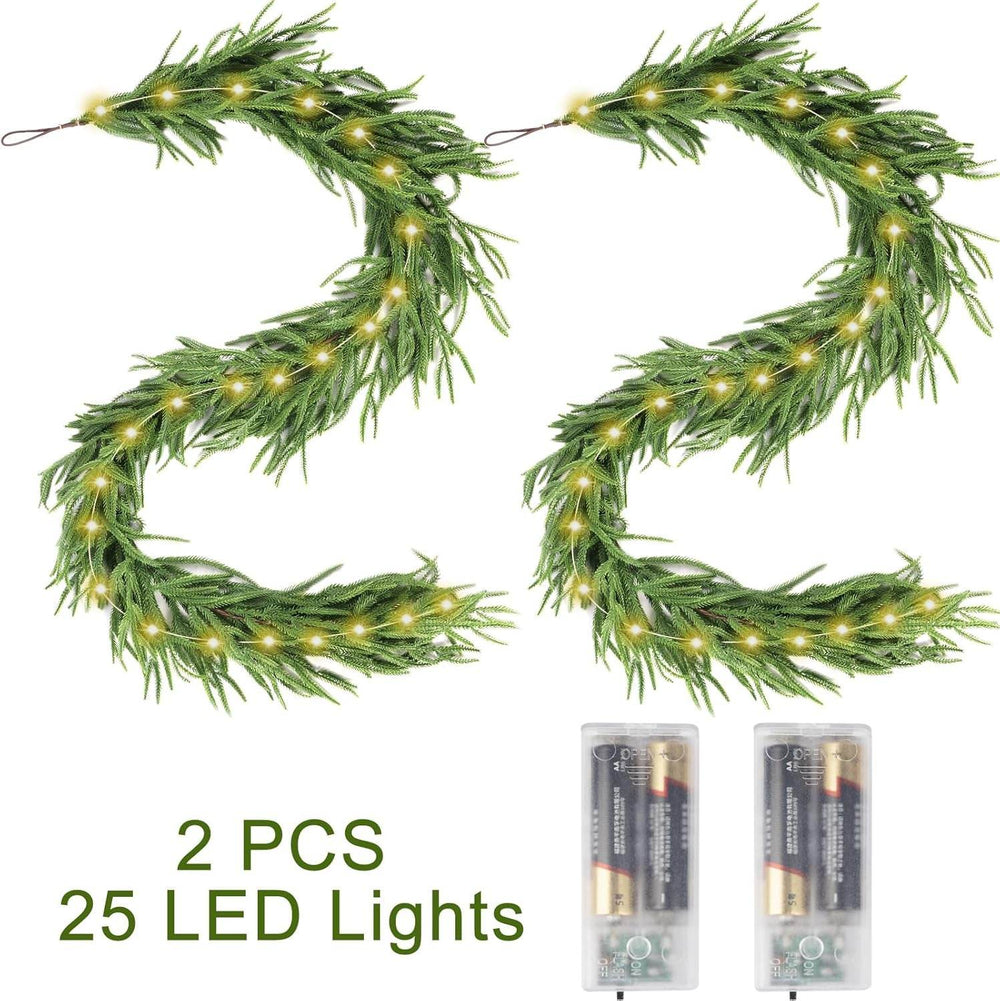Festive Pine Garland with Lights – Realistic Artificial Pine Garland for Effortless Holiday Décor - Creatique