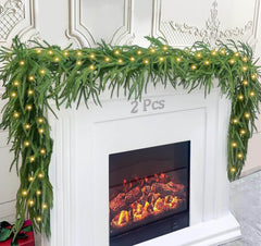 Festive Pine Garland with Lights – Realistic Artificial Pine Garland for Effortless Holiday Décor - Creatique