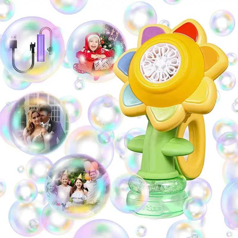 Sunflower Bubble Machine for Kids Automatic Flower Bubble Toy with Light for Toddlers Bubble Maker Blower for Kids Outdoor Toys - Creatique
