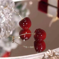 Small Fresh Sweet Lovely Cherry Cherries Cherries Earrings Pendant Fruit Earrings Red Cherry Earrings Charm Jewelry - Creatique