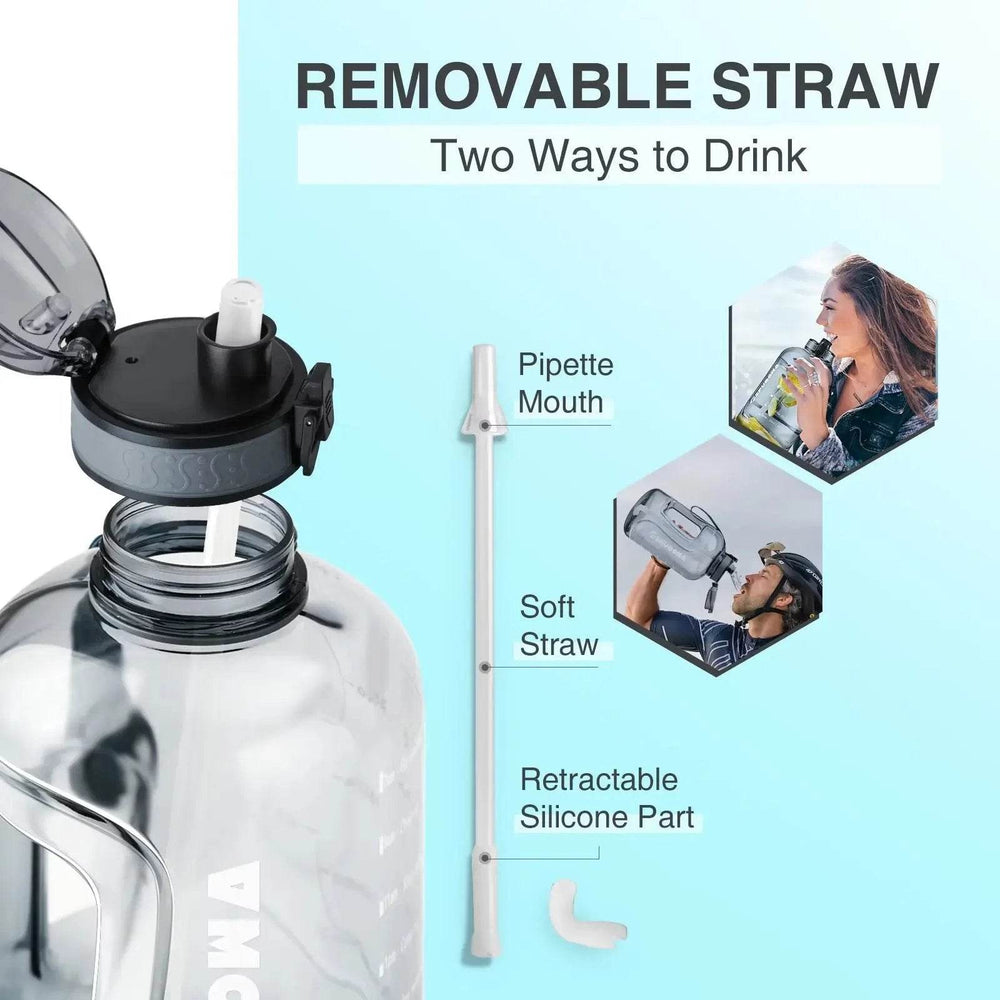 Motivational 3L Water Bottle with Straw & Handle - Leak Proof, BPA Free, Perfect for Active Men & Women - Creatique