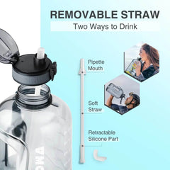 Motivational 3L Water Bottle with Straw & Handle - Leak Proof, BPA Free, Perfect for Active Men & Women - Creatique