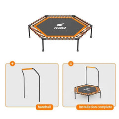 55-Inch Adult Trampoline with U-Shaped Armrests - Indoor Fitness Bounce for Maximum 800 lbs Load Capacity - Creatique