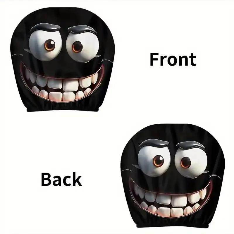 2Pcs Face Printed Car Pillowcase Soft Comfortable Decorative Cushion Cover Auto Seat Headrest Washable Polyester Fabric - Creatique