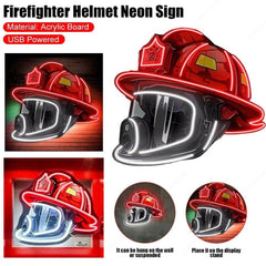 Firefighter Helmet Neon Sign USB Powered High Quality Acrylic Board Art Neon Neon Light Sign Hanging Ornament for Room Wall Deco - Creatique