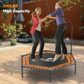 55-Inch Adult Trampoline with U-Shaped Armrests - Indoor Fitness Bounce for Maximum 800 lbs Load Capacity - Creatique