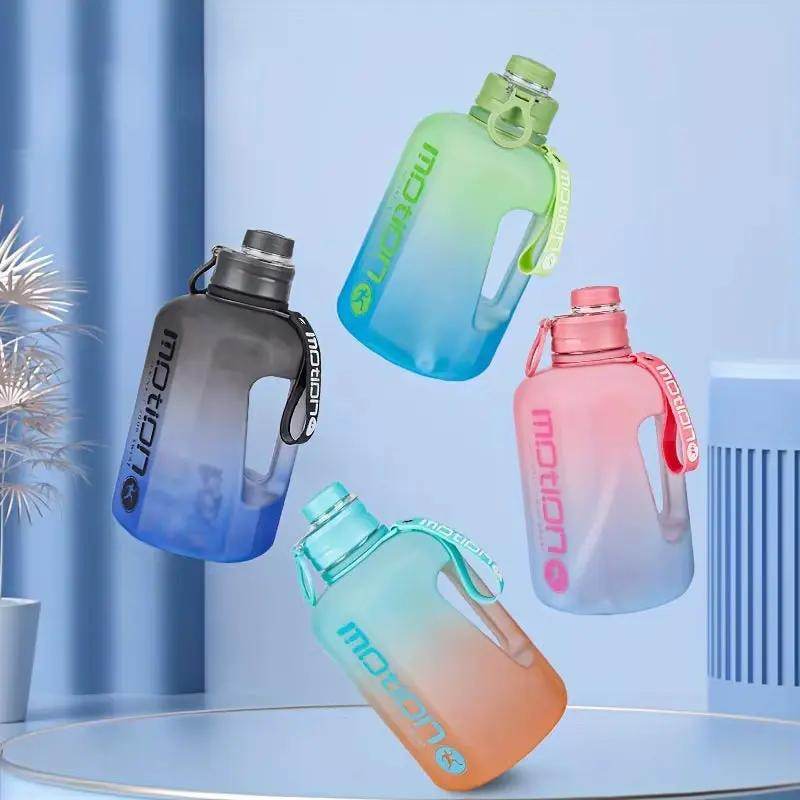 Gradient Color Sports Water Bottle – Large Capacity with Handle – Durable Frosted Plastic - Creatique