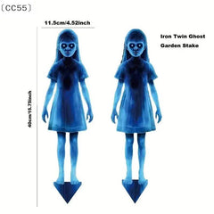〔Cc55〕1/2Pcs Halloween Scary Ghost Girl Garden Stake Twin Female Ghost Courtyard Insertion Decor Lawn Patio Haunted Metal - Creatique