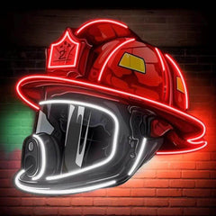 Firefighter Helmet Neon Sign USB Powered High Quality Acrylic Board Art Neon Neon Light Sign Hanging Ornament for Room Wall Deco - Creatique