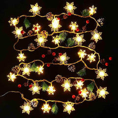 30 LED 10FT Christmas Garland Snowflake Lights – Warm White Festive Decor for Indoors & Outdoors - Creatique