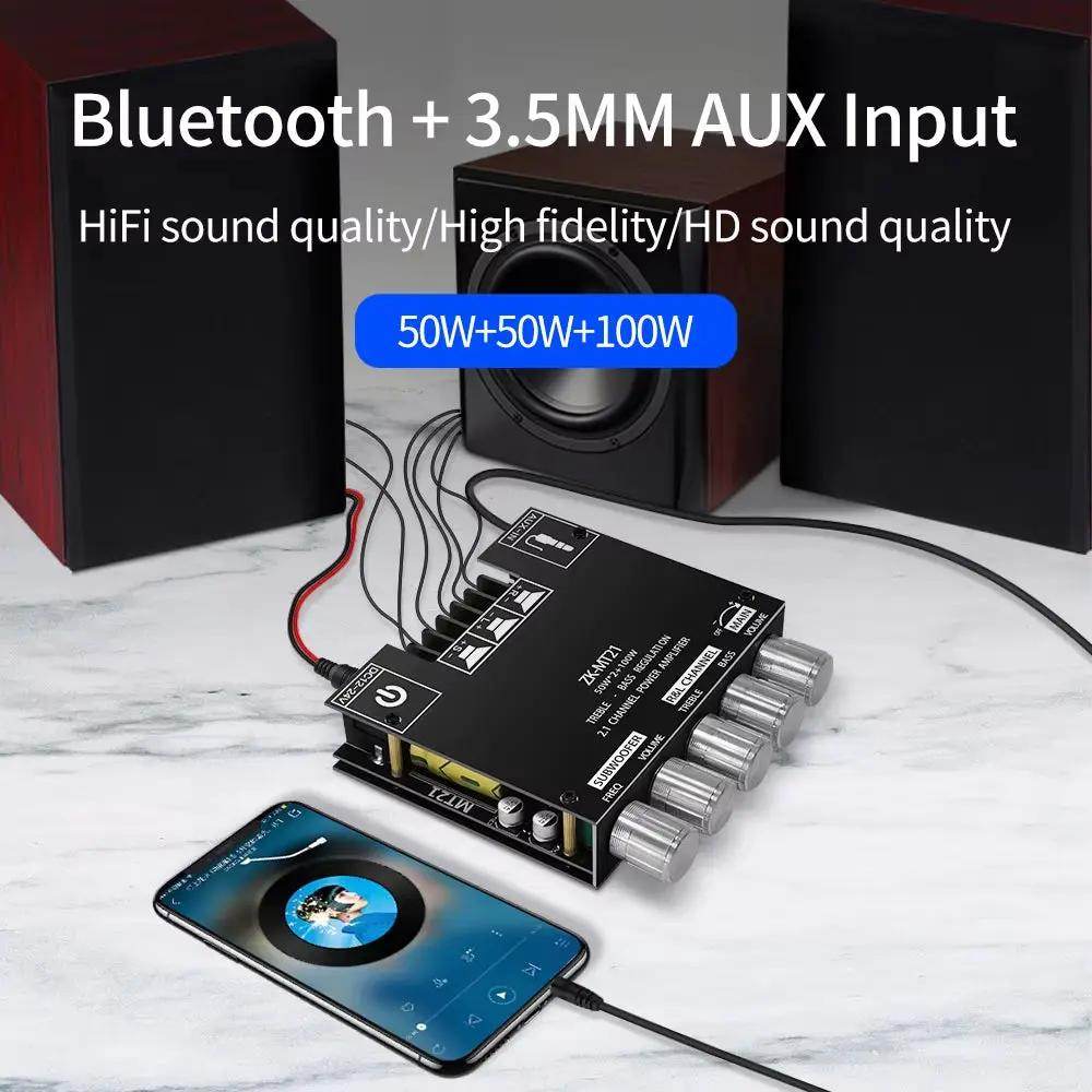 Bluetooth Amplifier ZK-MT21 – 2X50W + 100W, 2.1 Channel - Creatique