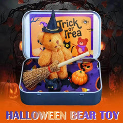 Halloween Bear in a Box for Trick or Treat,Cute Halloween Decoration for Kids, Plush Mini Teddy Bear Gift with Wizard Hat - Creatique