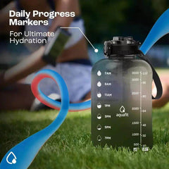 128 Oz BPA Free 1 Gallon Water Bottle with Time Marker & 2-in-1 Straw Chug Lid - Gray Gym Essential - Creatique