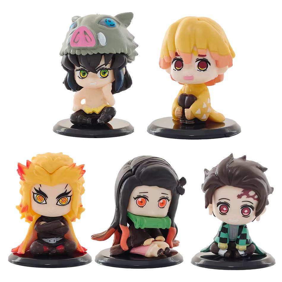 Demon Slayer Q Posket Mini Figurine Sets - Kimetsu No Yaiba PVC Dolls for Desktop Decor - Available in 5, 10, 12, and 15 Pieces! - Creatique