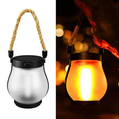 Solar Flame Lamp Rechargeable Hanging Courtyard Decoration Garden Lantern Lighting Lamp with Hemp Rope Outdoor Camping Lamp - Creatique