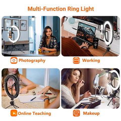10-inch Dimmable LED Ring Light with Tripod - Perfect for Live Streaming & Photography, USB Rechargeable, 120 Bright Lamp Beads - Creatique
