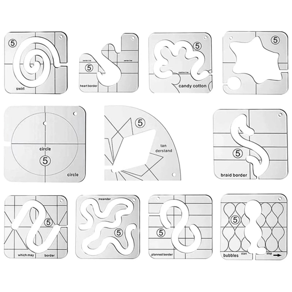 Free Motion Quilting Templates – 11Pcs Sampler Set - Creatique