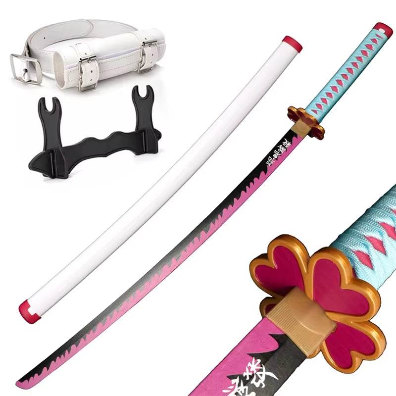 104cm Cosplay Demon Slayer Wooden Sword – Authentic Anime Katana Replica with Stand and Belt - Creatique