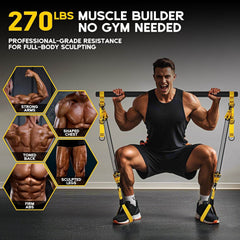 Portable Pilates Machine & Bar Kit with Resistance Bands – Full Body Home Gym Training for Men & Women - Creatique