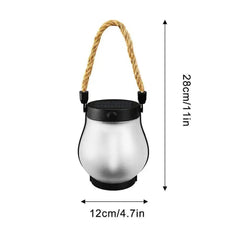 Solar Flame Lamp Rechargeable Hanging Courtyard Decoration Garden Lantern Lighting Lamp with Hemp Rope Outdoor Camping Lamp - Creatique