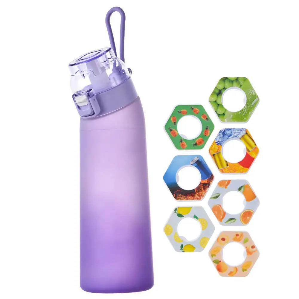 Flavor-infused 650ml Sports Water Bottle with 7 Scented Pods – Leakproof & Straw for Gym & Outdoor Fun! - Creatique