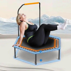 55-Inch Adult Trampoline with U-Shaped Armrests - Indoor Fitness Bounce for Maximum 800 lbs Load Capacity - Creatique