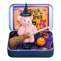 Halloween Bear in a Box for Trick or Treat,Cute Halloween Decoration for Kids, Plush Mini Teddy Bear Gift with Wizard Hat - Creatique