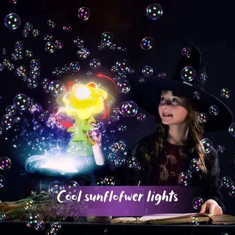 Sunflower Bubble Machine for Kids Automatic Flower Bubble Toy with Light for Toddlers Bubble Maker Blower for Kids Outdoor Toys - Creatique