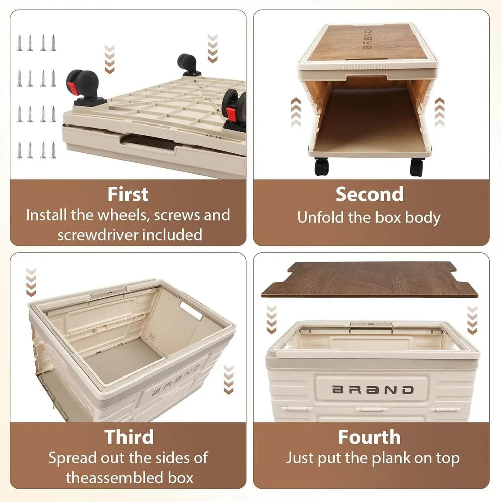 Versatile 360° Rotating Foldable Storage Cart - Heavy-Duty Mobile Organizer with Silent Wheels for Camping and More! - Creatique