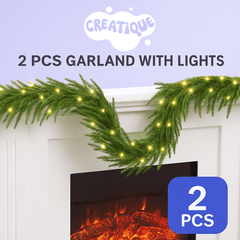Festive Pine Garland with Lights – Realistic Artificial Pine Garland for Effortless Holiday Décor - Creatique