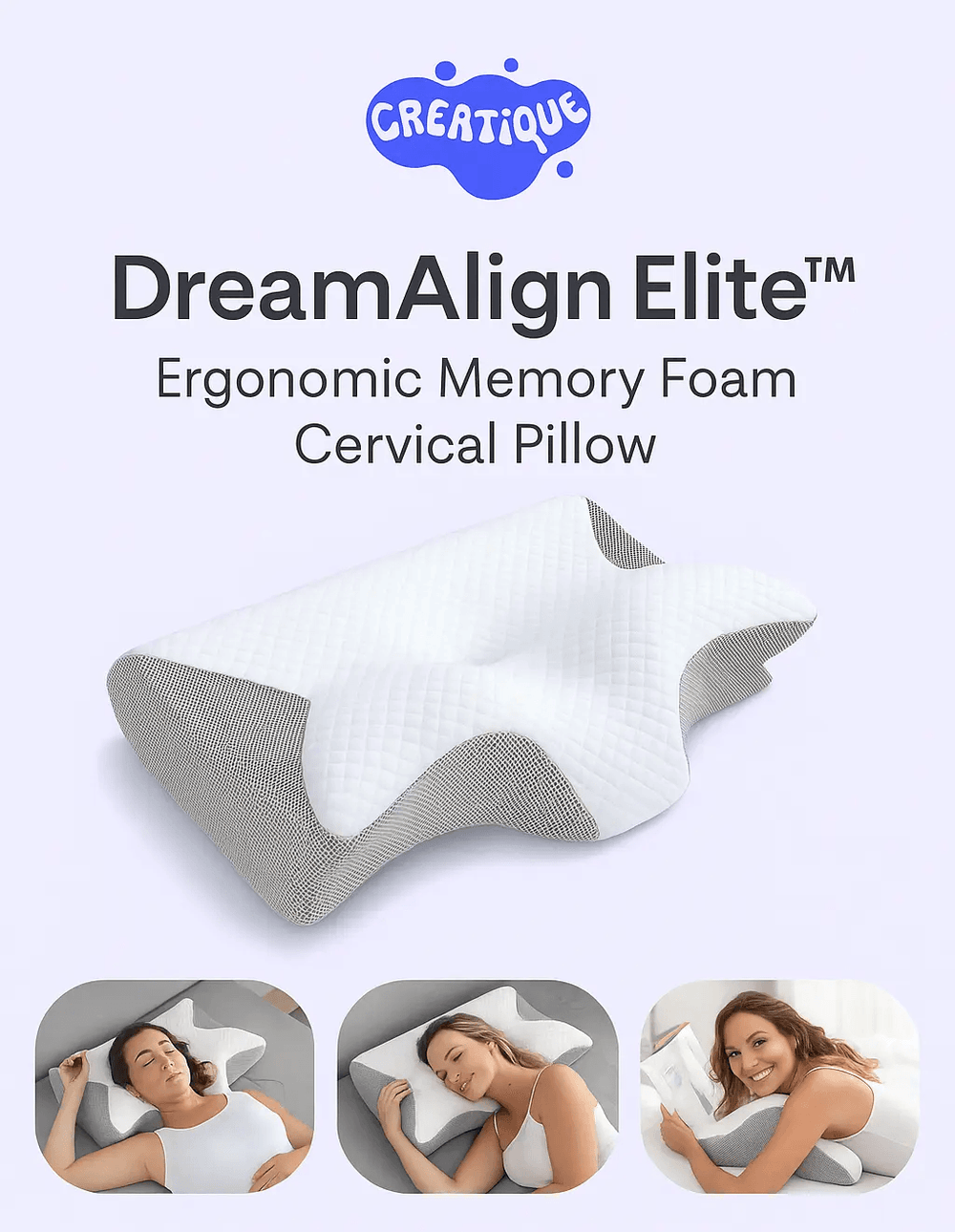 DreamAlign Elite™ Memory Foam Pillow – Neck Alignment - Creatique