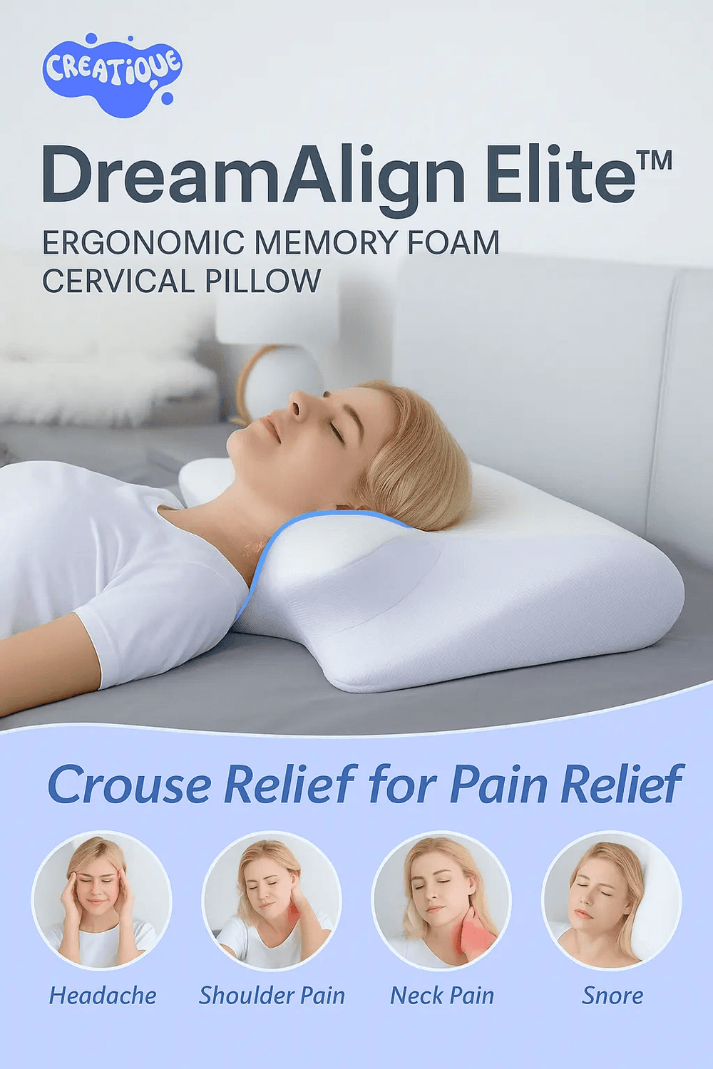DreamAlign Elite™ Memory Foam Pillow – Neck Alignment - Creatique
