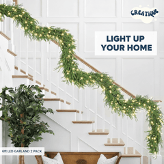 Festive Pine Garland with Lights – Realistic Artificial Pine Garland for Effortless Holiday Décor - Creatique