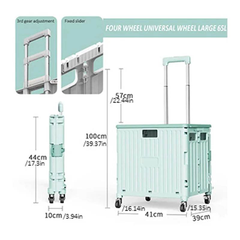 Versatile Folding Picnic & Shopping Cart with Pull Rod - Ideal for Outdoor Adventures and Household Use - Creatique