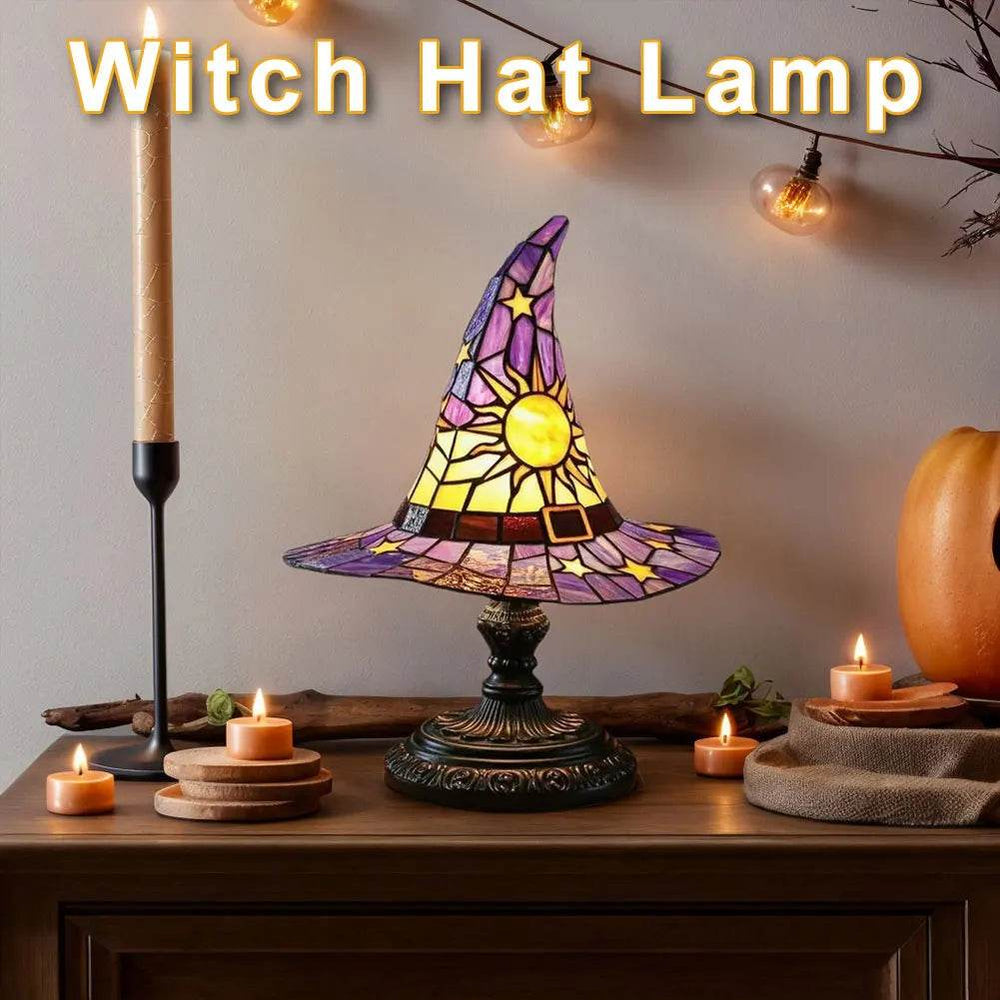 Enchanting Stained Glass Witch Hat USB Table Lamp - Perfect Bedside & Living Room Decor! - Creatique