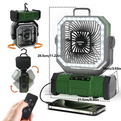 Powerful 20,000mAh Rechargeable Camping Fan & LED Lantern with Remote Control - Perfect for Outdoor Adventures and Comes with Storage Bag - Creatique