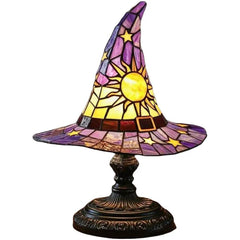 Enchanting Stained Glass Witch Hat USB Table Lamp - Perfect Bedside & Living Room Decor! - Creatique