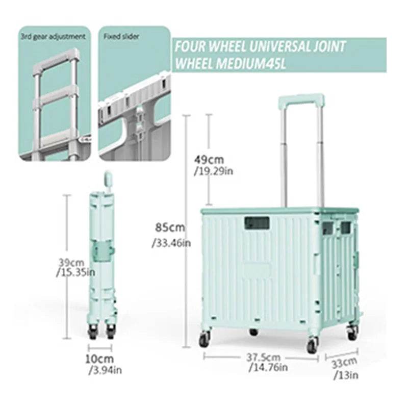 Versatile Folding Picnic & Shopping Cart with Pull Rod - Ideal for Outdoor Adventures and Household Use - Creatique