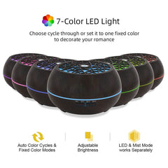 Transform Your Space: Smart 550ml Essential Oil Diffuser with Soundwave Technology, Remote Control, 7 LED Colors & Auto Timer for Ultimate Home Aromatherapy - Creatique