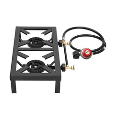 Portable Double Burner Camping Gas Stove – Adjustable Propane Cooker for Outdoor BBQ and Picnics - Creatique