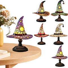 Enchanting Stained Glass Witch Hat USB Table Lamp - Perfect Bedside & Living Room Decor! - Creatique