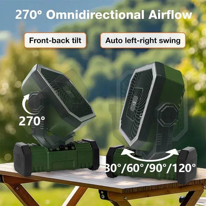 Powerful 20,000mAh Rechargeable Camping Fan & LED Lantern with Remote Control - Perfect for Outdoor Adventures and Comes with Storage Bag - Creatique