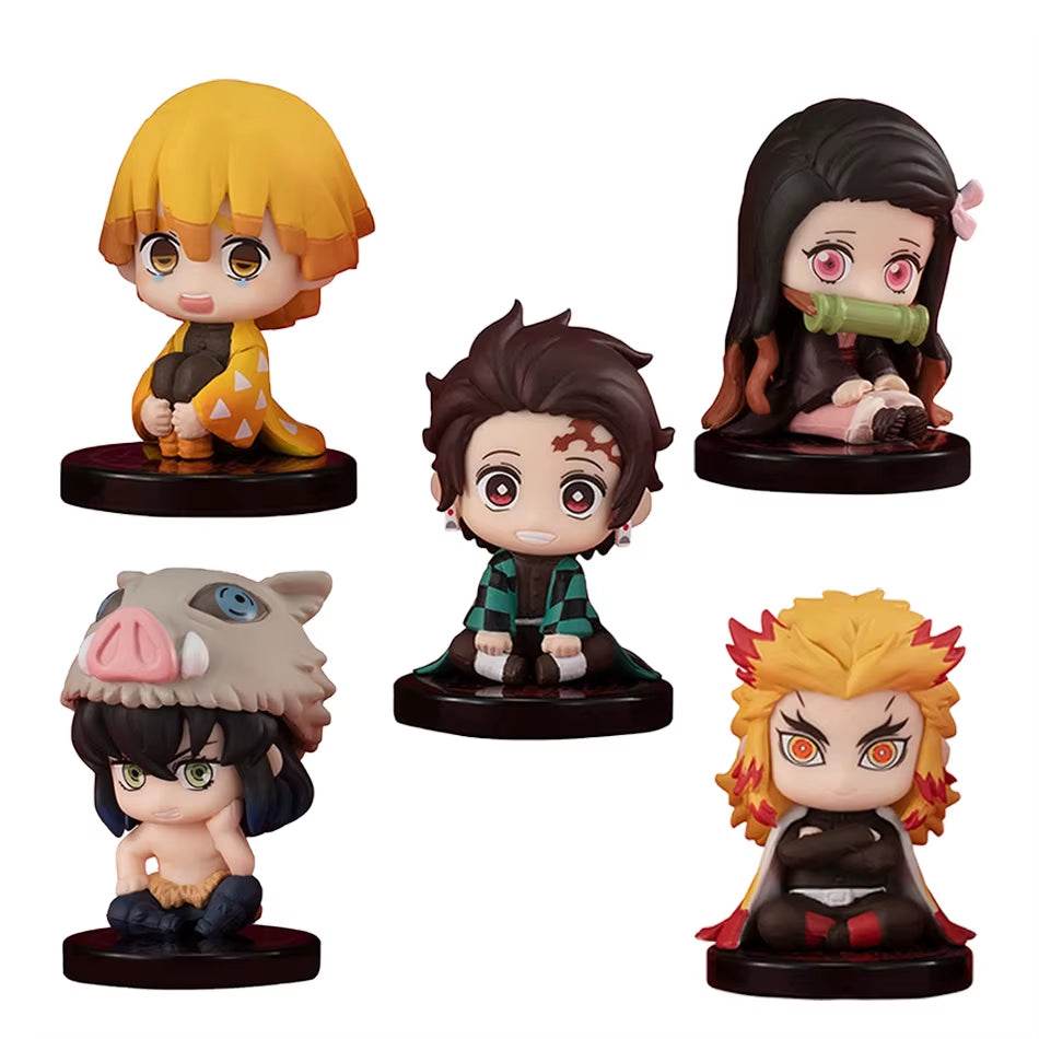 Demon Slayer Q Posket Mini Figurine Sets - Kimetsu No Yaiba PVC Dolls for Desktop Decor - Available in 5, 10, 12, and 15 Pieces! - Creatique