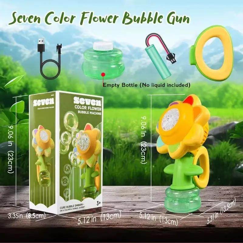Sunflower Bubble Machine for Kids Automatic Flower Bubble Toy with Light for Toddlers Bubble Maker Blower for Kids Outdoor Toys - Creatique